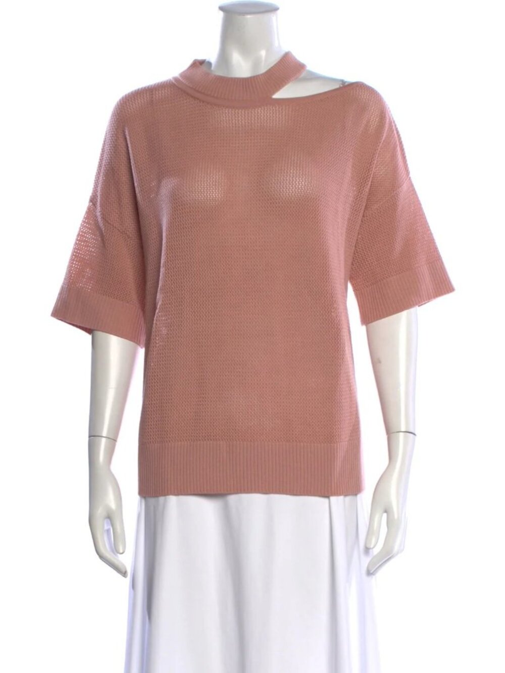 NWT Akris Punto Dusty Rose Wool Cutout Sweater Size 16